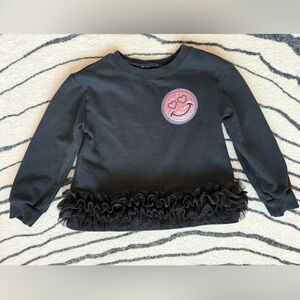Flapdoodles Holographic Smiley Patch Sweatshirt little kid size 5 ruffles